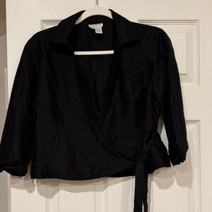 Allison Taylor Black Wrap Blouse